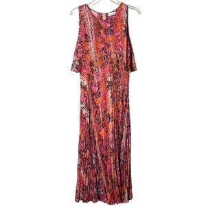 Calvin Klein Chiffon Animal Print Maxi Dress Sz 10 EUC Red/pink/black sleeveless